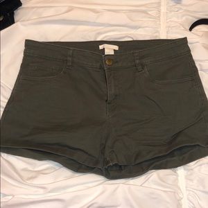 Army Green Mid-Rise Shorts